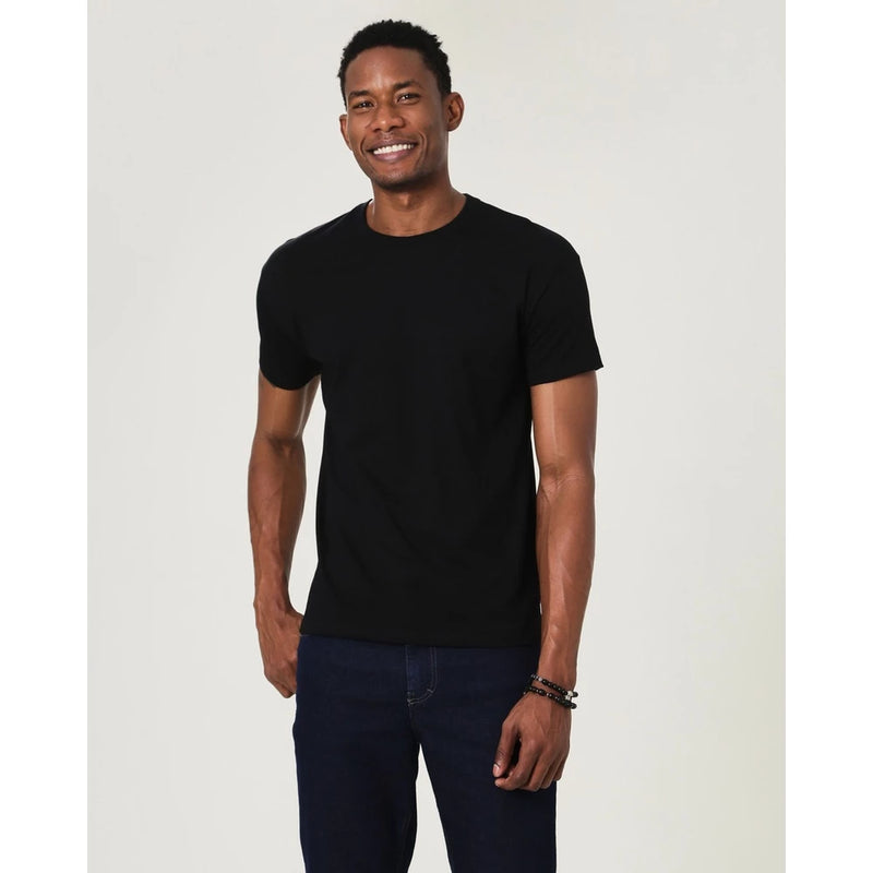 Camiseta Básica Masculina Gola Texturizada Em Algodão